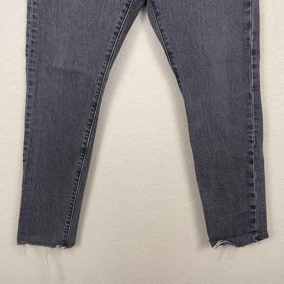 Levi's 501 Skinny Denim Jeans Washed Black 26 Button Fly Frayed Hem Classic - Picture 6 of 16